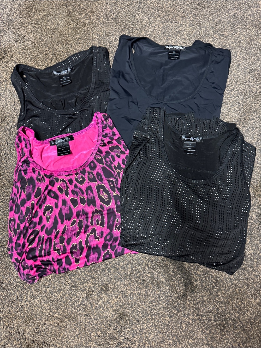 Cowgirl Tuff Pink Leopard and Black Women's Tank Tops Set of 4 xxl 2x 2xl